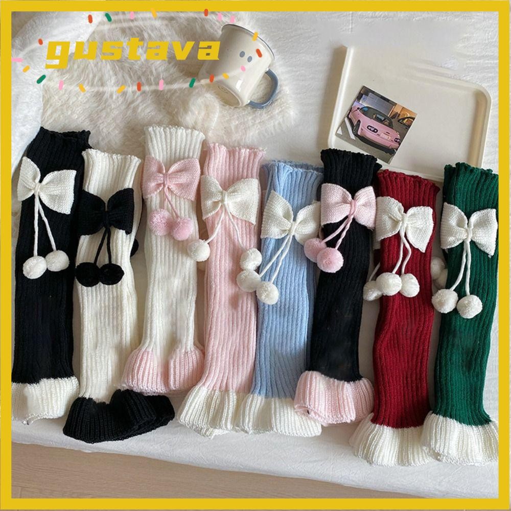 Tất giữ ấm chân GUSTAVA, Nơ dệt kim ấm chân, Hàn Quốc xù bóng sang trọng tay áo trẻ em