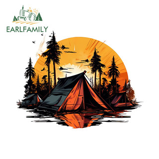 EARLFAMILY 13cm Nhiều Màu Sắc Thiết Kế Trại Trại Cắm Trại Xe Hơi Cooll Phong Cách Hoạt Hình Vinyl Trang Trí Nghệ Thuật Chống Thấm Nước Phụ Kiện Ngoại Thất