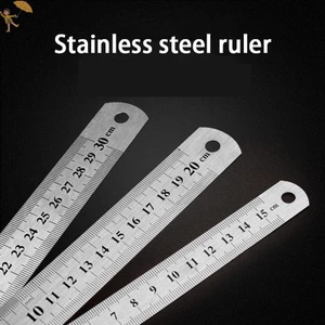 Dụng cụ thước thẳng kim loại bằng thép không gỉ 15-30cm Dụng cụ đo hai mặt VN