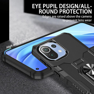 Dành Cho Xiaomi Mi 11 Lite 5G / 11 Lite 5G NE Ốp điện thoại PC Cứng Mềm TPU Cạnh Bảo Vệ Camera Giá Đỡ Nhẫn Chân Đế Chống Sốc Mỏng Bao