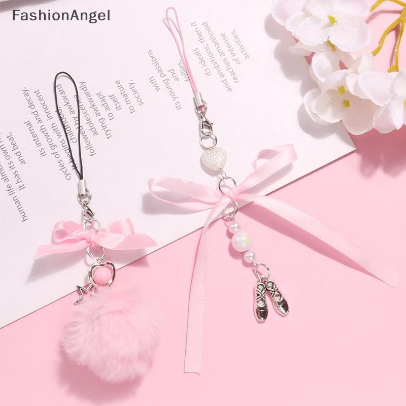 FashionAngel Tinh Tế Màu Hồng Dệt Ruy Băng Nơ Móc Khóa Mặt Dây Chuyền Ruy Băng Nơ Móc Khóa Cho Túi Ba Lô Điện Thoại Quyến Rũ Dây Đeo Điện Thoại Trang Trí VN