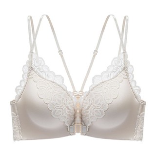 Da báo in khóa phía trước lưng đẹp ngực nhỏ tập hợp không có vòng thép áo ngực để ngăn ngừa chảy xệ bên ngực ren liền mạch đồ lót gợi cảm dành cho nữ