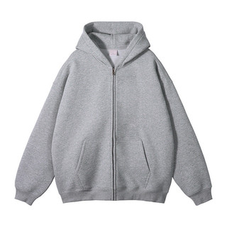 Áo Hoodie cardigan màu xám có mũ trùm đầu