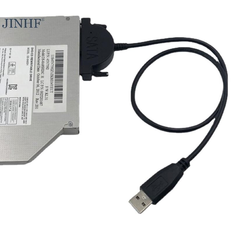 JINHF Hot 1 Cái USB 2.0 Sang Sata II 7 + 6 13Pin Adapter Cho Notebook CD / DVD ROM Slimline Drive Chuyển Đổi Cáp Vít Phong Cách ổn định HOT