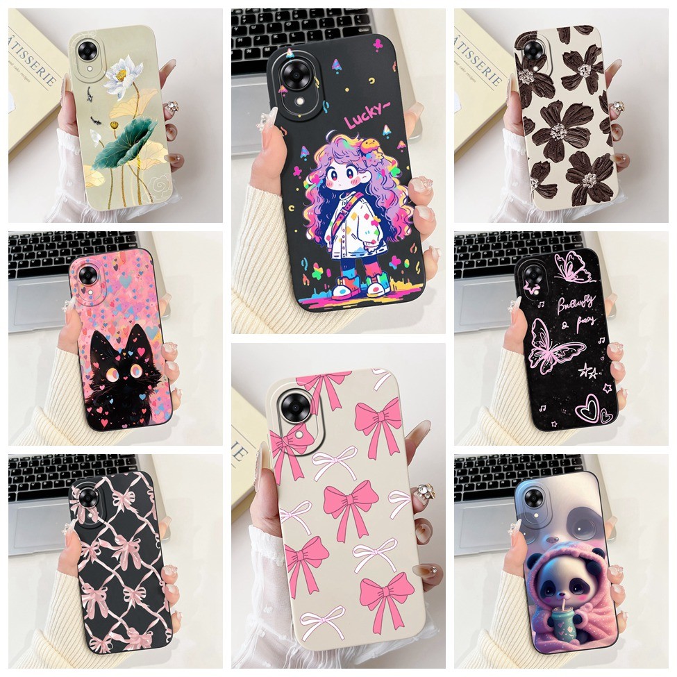 Ốp lưng Oppo A17 CPH2477 A17k CPH2471 Hoa Bướm Thẩm Mỹ Thời Trang Mèo Dễ Thương Bé Gái Ốp lưng Oppo A17k Chống Sốc