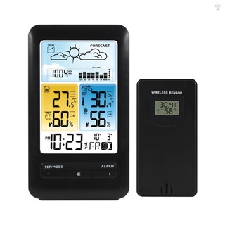 Đồng hồ báo thức trạm thời tiết LCD có Snooze Máy đo độ ẩm nhiệt độ ngoài trời trong nhà kỹ thuật số Máy đo độ ẩm có đèn nền / Ngày / Tuần / Giai đoạn mặt trăng / Mức độ thoải mái / Dấu hiệu báo động