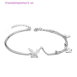 {FH Fashion} Vòng tay dây chuyền nhiều lớp màu bạc Zircon sáng bóng dành cho nữ Phụ kiện tay thời trang Trang sức.