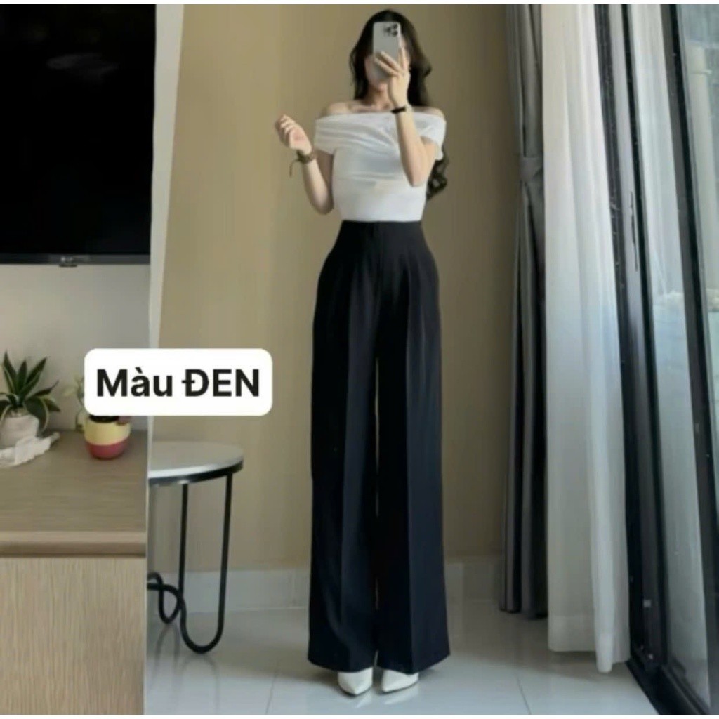 Quần Tây nữ Ống Suông Cạp Liền (Chất Gold Mỹ) Khóa Sườn Chất Mềm Rũ Lưng Cao Tôn Dáng 2025