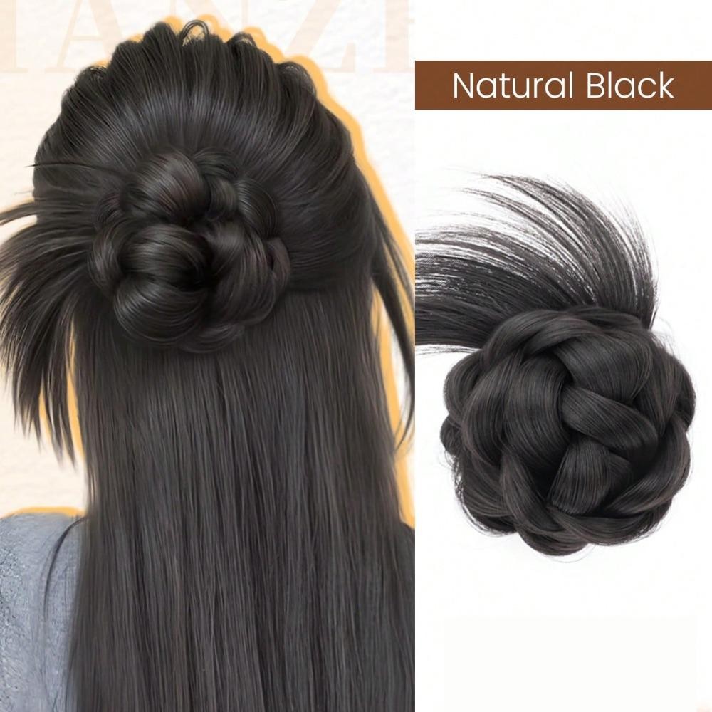 JIGK Tóc Bun Móng Vuốt Kẹp, Nâu Lông Tơ Bun Đầu Tóc Giả, Tổng Hợp Màu Đen Tự Nhiên Tóc Giả Tóc Phụ Kiện Tóc