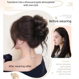 NEATNOOK Tóc Bun Móng Vuốt Kẹp, Tóc Giả Đầu Lông Tơ Tự Nhiên, Nâu Đen Xoăn Tóc Tổng Hợp Tóc Phụ Kiện Tóc