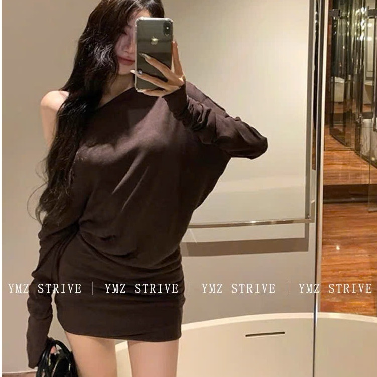 Áo Len Trễ Vai Dáng Váy KCloset Váy Ôm Hông Chất Len Dày Dặn Nữ Tính NA560