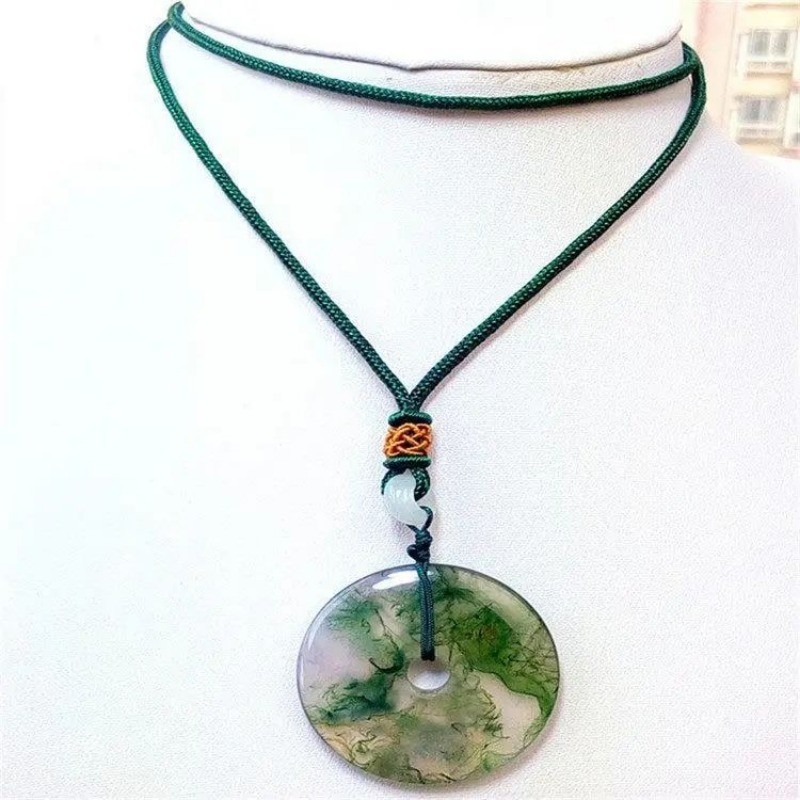 Mặt dây chuyền khóa an toàn mã não thủy sinh tự nhiên Mặt dây chuyền Chalcedony Boutique tròn