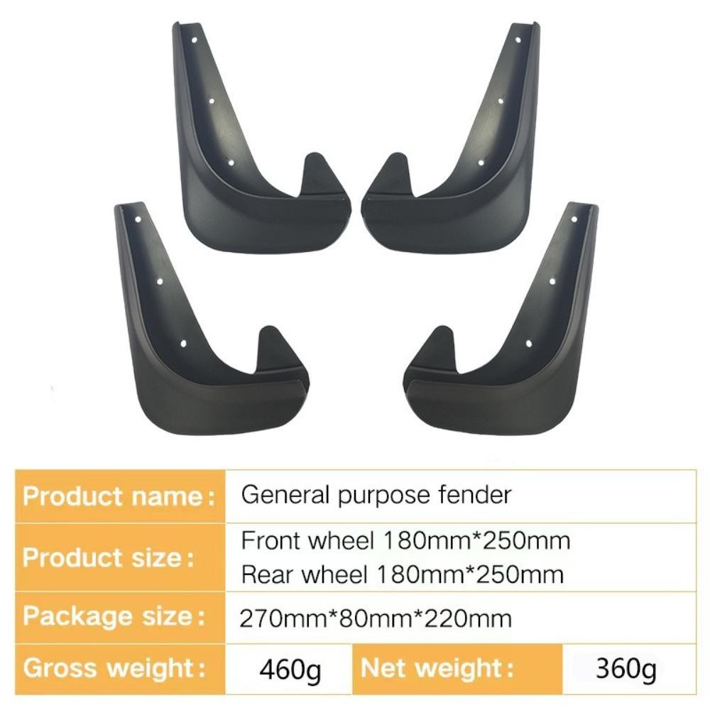 FENDER FANIELLAPOWELL 4 Chiếc Chắn Bùn Ô Tô, Bánh Trước Phía Sau Đen Bắn Bùn Bảo Vệ, Di Động Đa Năng Nhựa Bùn Flaps Phụ Kiện Ngoại Thất