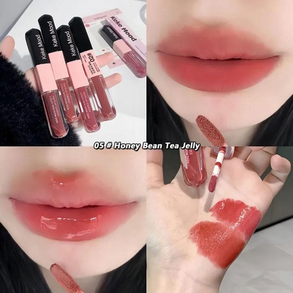 2 Trong 1 Hai Đầu Lip Glaze Gương Bóng Matte Lip Mud Chống Dính Cốc Chống Phai Màu Son Môi
