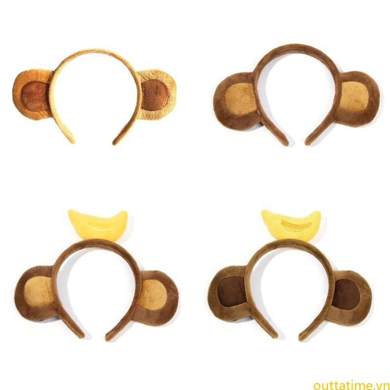 Tốt Nhất Sang Trọng Động Vật Tai Khỉ Băng Đô Hoạt Hình Chuối Tóc Vòng Cosplay Mũ Đội Đầu