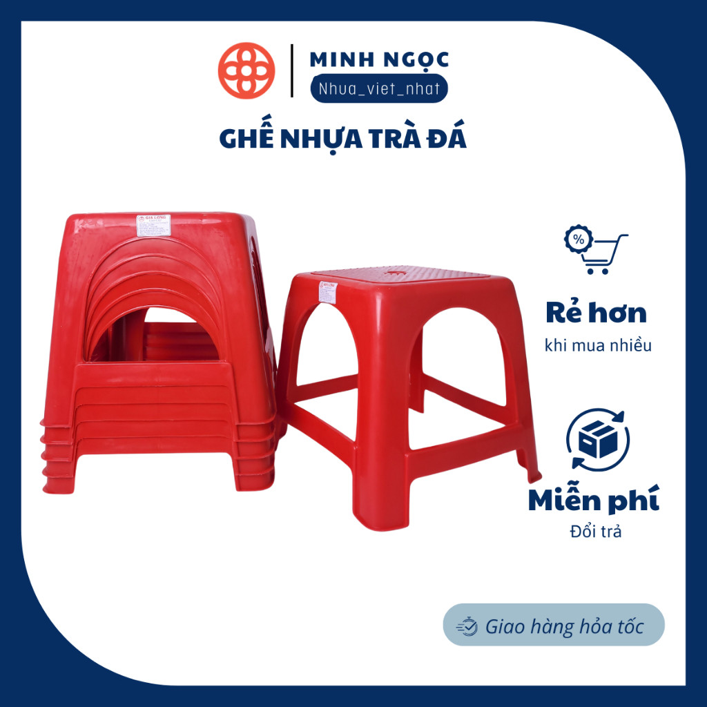 Ghế đẩu, ghế nhựa trà đá, trà canh, ghế quán ăn vặt. quán ốc, ghế màu đỏ GLCC bền đẹp rẻ 4002