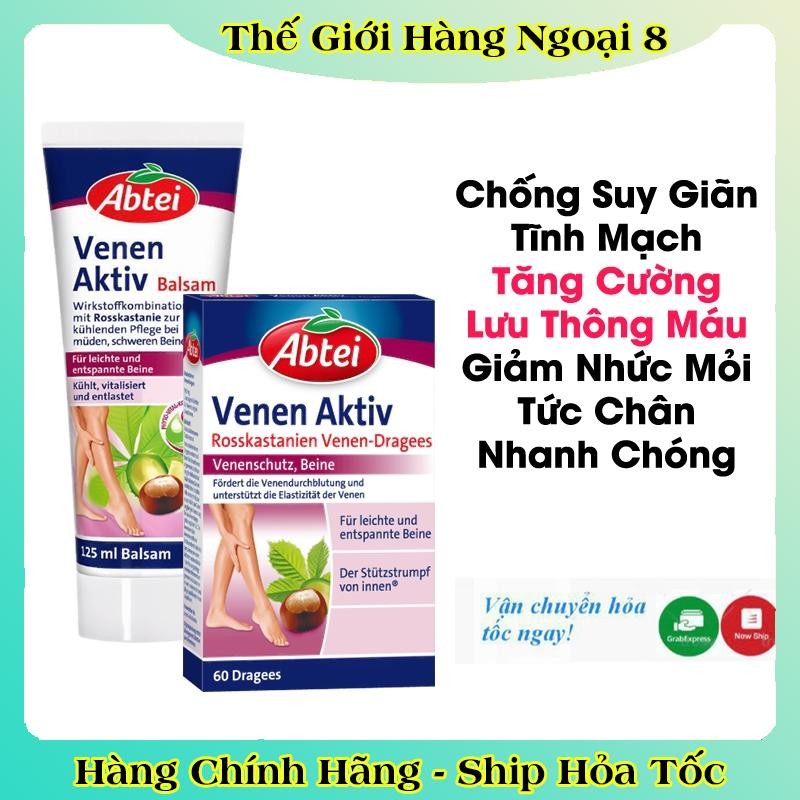 [DATE MỚI ĐỦ BILL] Kem bôi Và Viên Uống Abtei Giãn Tĩnh Mạch của Đức