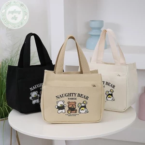 Pusky Hoạt Hình Dễ Thương In Họa Tiết Vải Túi Xách Đa Năng Nhân Viên Văn Phòng Túi Cơm Trưa Túi Tote VN