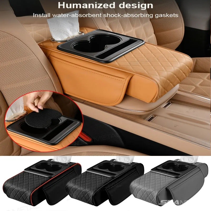 3 Trong 1 Ô Tô Điều Khiển Trung Tâm Đệm Miếng Lót Có Khăn Giấy Tay Miếng Lót Khuỷu Tay Hỗ Trợ Miếng Lót Cốc Đựng Túi Bảo Quản