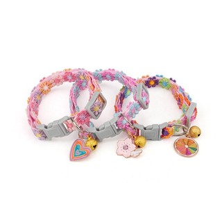 Vòng cổ mèo Tabby ren đầy màu sắc với mặt dây chuyền kim loại chuông ngăn ngừa mất Vòng cổ thú cưng dễ thương có thể điều chỉnh