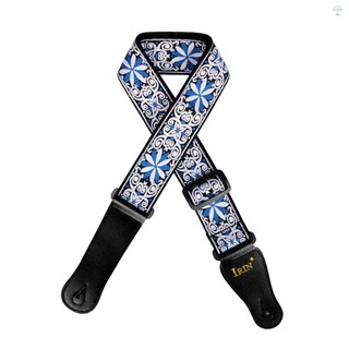 Irin GS-02 Dây đeo đàn Guitar thêu có thể điều chỉnh cho đàn Guitar điện Acoustic Phụ kiện âm trầm Màu xanh lam