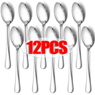 3 / 6 / 12 Bộ Thìa Ăn Tối Tay Cầm Dài Bằng Thép Không Gỉ - Thìa Canh Cấp Thực Phẩm Cao Cấp Dày - Dao Kéo Hàn Quốc