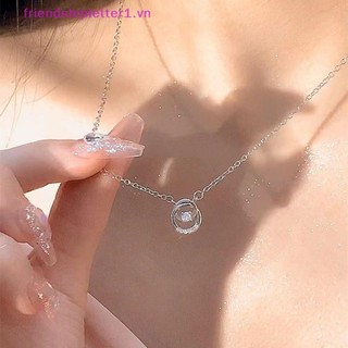 {Fh Fashion} Vòng cổ mặt dây chuyền Zircon hình tròn tinh tế màu bạc Dây chuyền xương đòn nhẹ phù hợp đơn giản dành cho nữ Trang sức thời trang.
