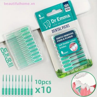 [Beautifulhome] 100 Chiếc Bàn Chải Silicon Interdental Bàn Chải Tăm Giữa Răng Có Chỉ Dụng Cụ Làm Sạch Răng Miệng [Làm Đẹp]