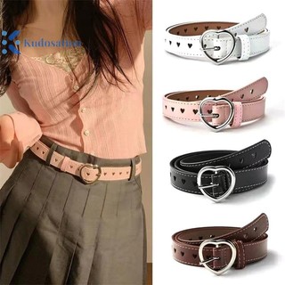 Kudosation Nữ Da Rỗng Ra Trái Tim Yêu Nữ Thắt Lưng Quần Pin Khóa Da Nữ Vintage Thắt Lưng