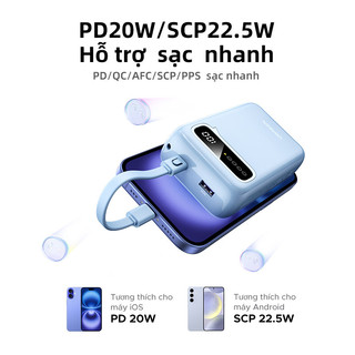 Sạc dự phòng UGREEN Powerbank đầy màu sắc 20000mAh, với 2 Cáp USB C tích hợp, PD20W