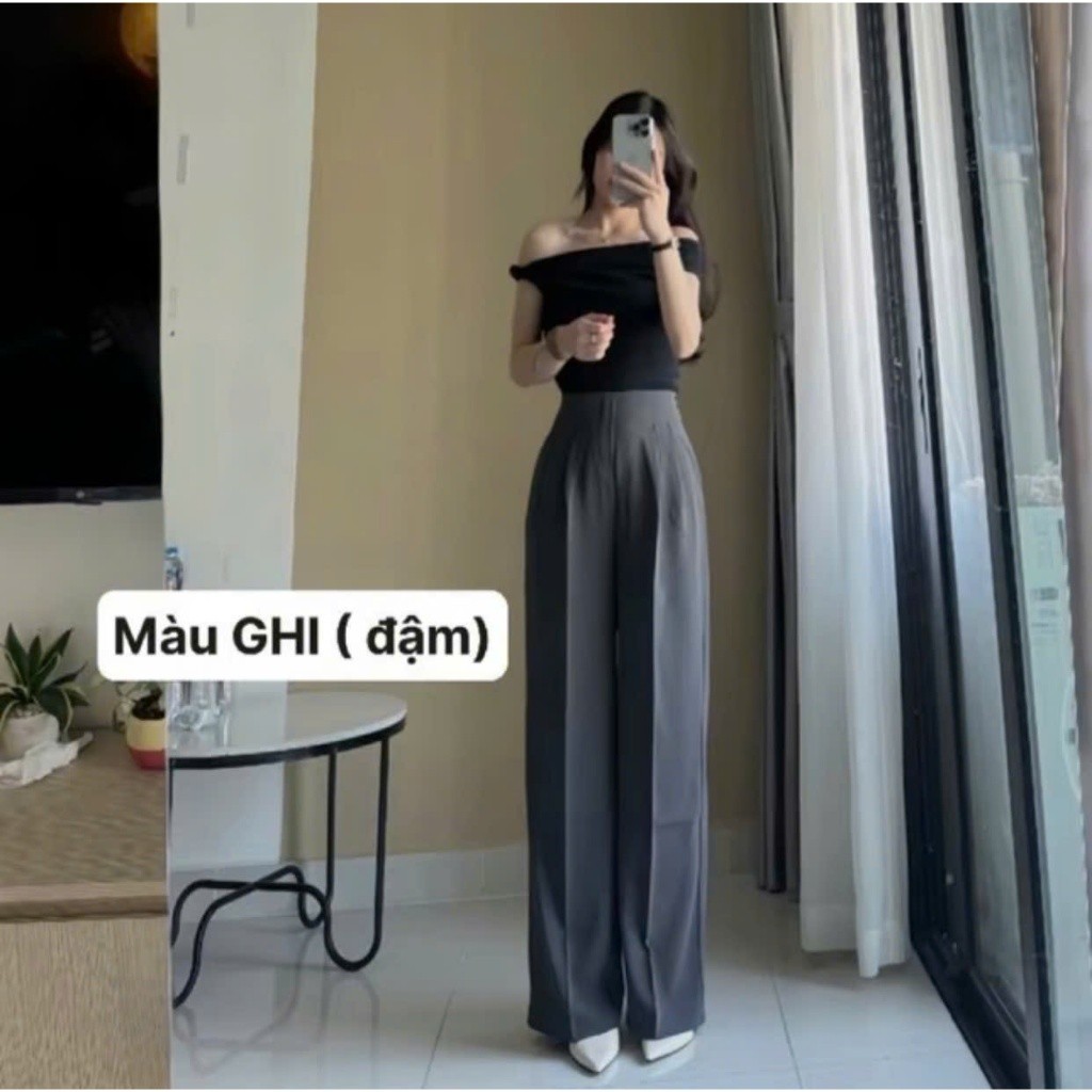 Quần Tây nữ Ống Suông Cạp Liền (Chất Gold Mỹ) Khóa Sườn Chất Mềm Rũ Lưng Cao Tôn Dáng 2025