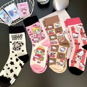 Hoạt Hình Dễ Thương Anime Hello Kitty Tất Vừa Phong Cách Cô Gái Ngọt Ngào Hàng Ngày Mặc Đi Học Tất Thoáng Mát