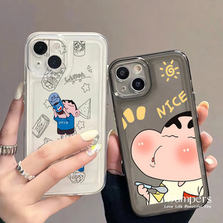 ibumpers Ốp Điện Thoại iPhone Phim Hoạt Hình Vui Nhộn Crayon Shin Họa Tiết Cặp Đôi Ốp Lưng Trong Suốt TPU Mềm Chống Sốc Cho IPhone 16 15 14 12 13 11 Pro Max IP 7 8 Plus X XS XR