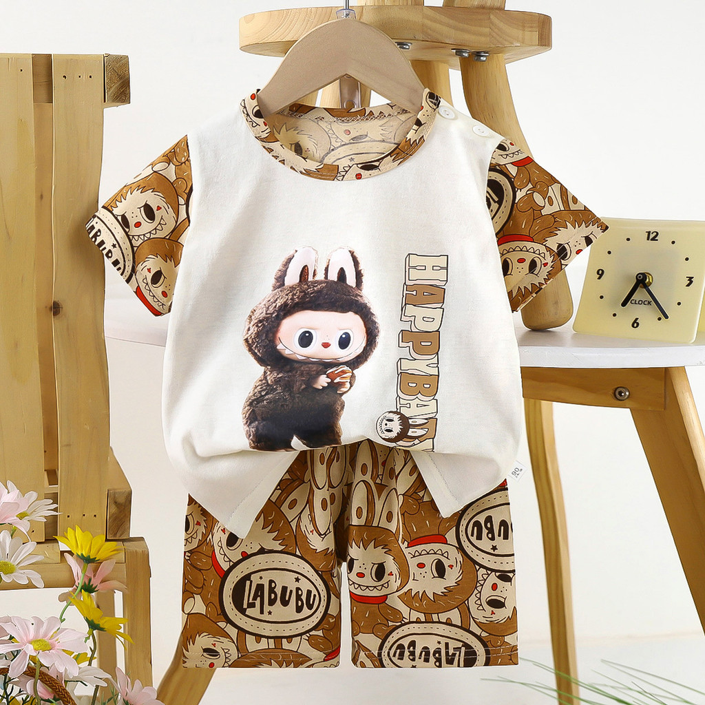 Trẻ Em Cotton Nguyên Chất Ngắn Tay Phù Hợp Với Bé Trai Bé Gái Mùa Hè Mỏng Phong Cách Thoáng Khí Hai Mảnh Áo Thun Tay Ngắn Top​ 73.-130 Kích thước BPRZ