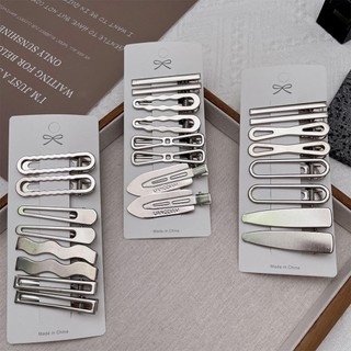 Okcatzone 8 Cái / bộ Bạc Kim Loại Đa Phong Cách Kẹp Tóc Liền Mạch Nổ Kẹp Tóc Đơn Giản Mũ Phụ Kiện Tóc Cho Nữ L6X6