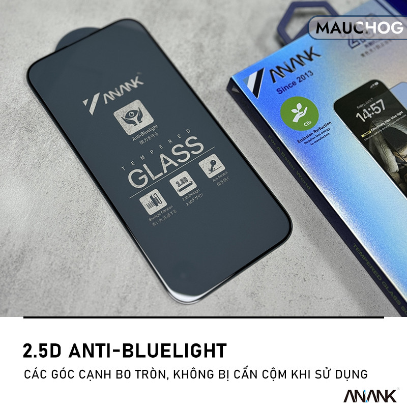 Kính Cường Lực Chống Ánh Sáng Xanh Anank Bảo Vệ Mắt Cho Điện Thoại iPhone 17 Pro Max 16 15 14 13 12