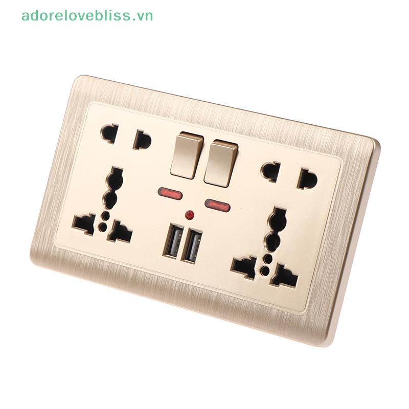 THÊM Ổ cắm điện treo tường Đa năng 5 lỗ 2.1A Cổng sạc USB kép Ổ cắm BSS