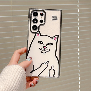 GLITTER Ngón Giữa Mèo Mềm Phone Case Dành Cho Samsung Galaxy Samsung Galaxy Samsung S26 25 24 23 22 UItra S25 24 23 Plus Vỏ Bảo Vệ Chống Sốc