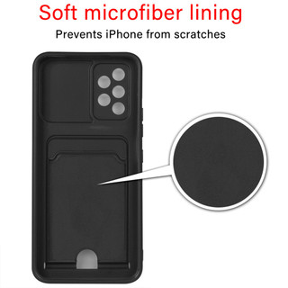 Dành Cho Samsung Galaxy A73 5G Ốp Lưng 4 Trong 1 Trượt Camera Bao Đựng Thẻ Đứng Vuông Freebie Dây Chống Sốc Chống Rơi Mỏng Mềm TPU Cover