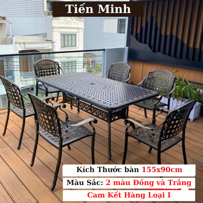 Bộ bàn ghế sân vườn ngoài trời HCN Bộ bàn ghế ban công ngoài trời nhôm đúc Bàn ghế ngoài trời - BO12