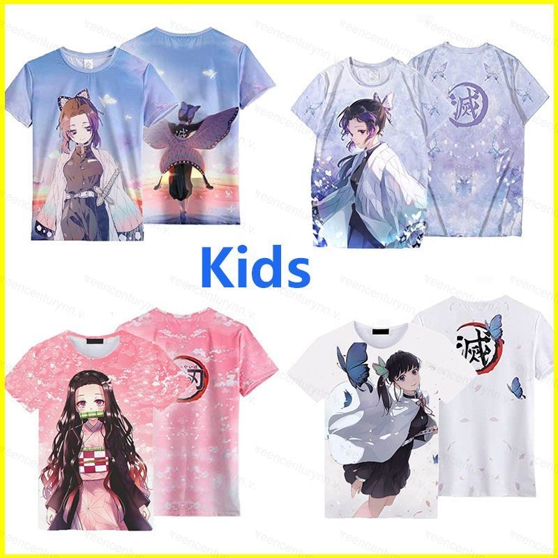 GN Trẻ Em Demon Slayer Áo Thun Cosplay Tay Ngắn Áo Trang Phục Tee Tanjirou Nezuko Croptop Áo Chopper Casual Plus s