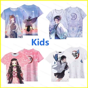 GN Trẻ Em Demon Slayer Áo Thun Cosplay Tay Ngắn Áo Trang Phục Tee Tanjirou Nezuko Croptop Áo Chopper Casual Plus s