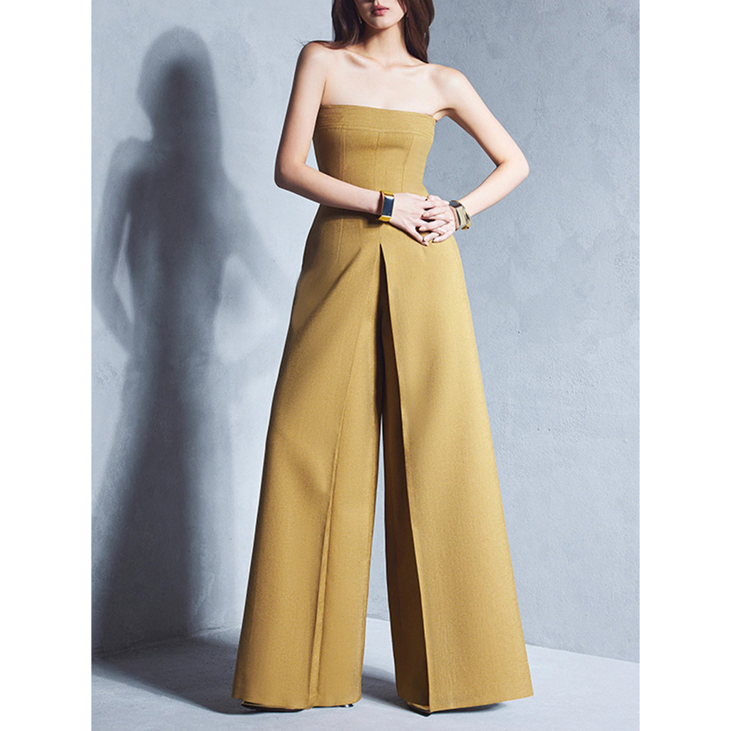 Thời Trang Thường Ngày Jumpsuit Nữ Mùa Hè 2025 Phong Cách Mới Dây Màu Trơn Slim-fit Cao Cấp Sling Quần Thẳng