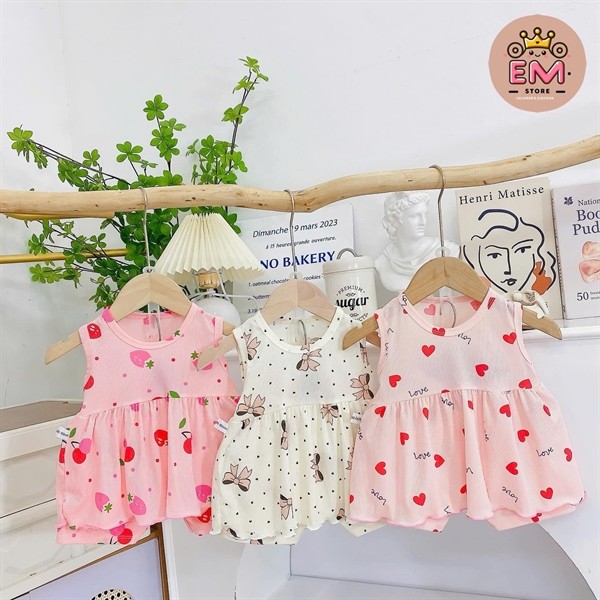 Bộ thun bèo váy cho bé gái mùa hè từ 5 - 16kg