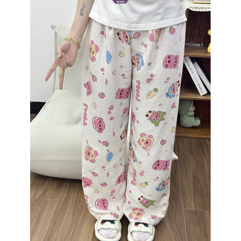 Mùa Hè Mới Hoạt Hình Loopy Pyjama Quần Nữ Rời Mỏng Phần Thoáng Khí Giải Trí Nhà Quần Ống Rộng [BL]