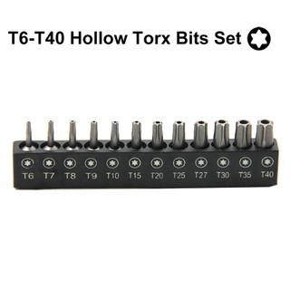 [Fuxin] 12 chiếc cho Bộ tuốc nơ vít Torx T6-T40 25mm 1 / 4 Inch Chuôi lục giác để chế biến gỗ