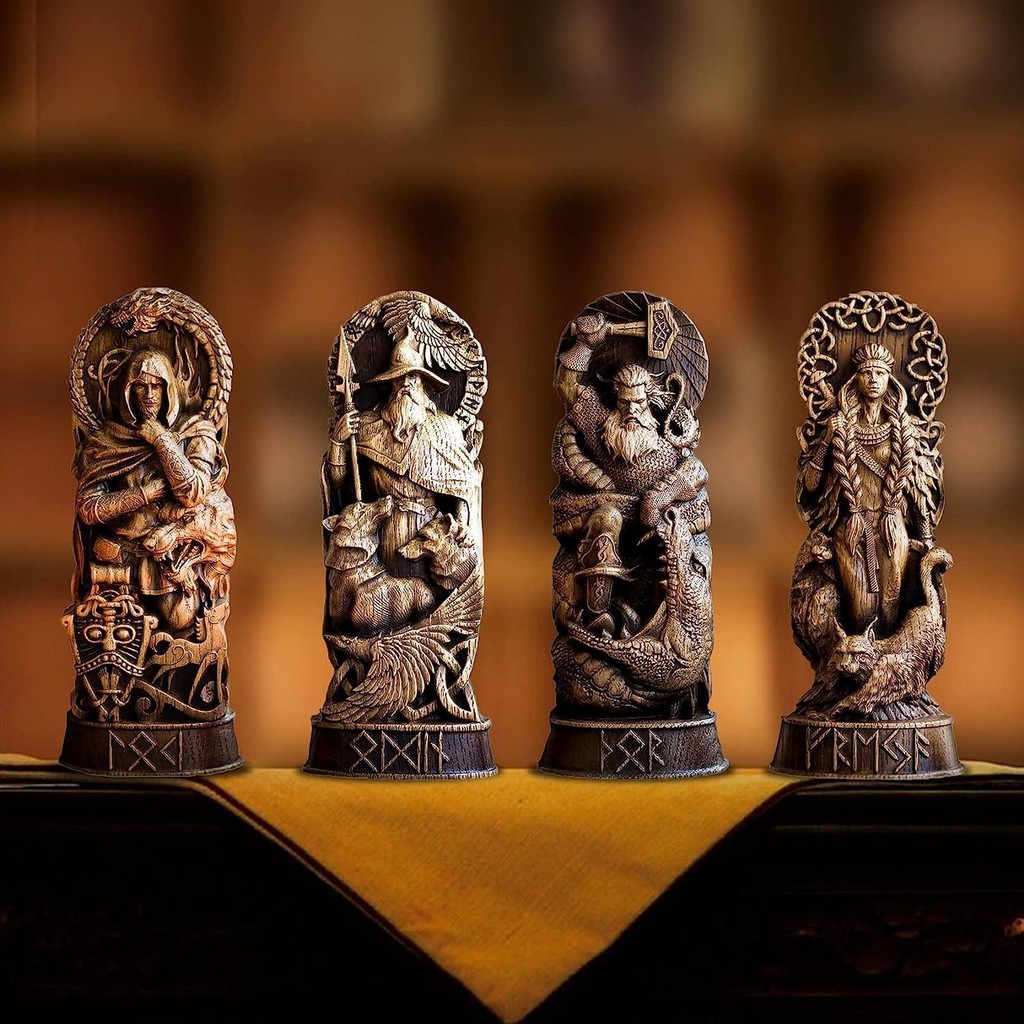 Tượng trang trí thần thoại Bắc Âu, Odin, Thor, Loki, Freya, Tượng trang trí Viking cho gia đình và quà tặng, Áp dụng cho tủ rượu và kệ sách