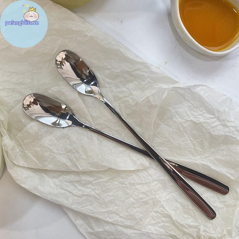 Pufangbliss Thép không gỉ Tay Cầm Dài Thìa Khuấy Cà Phê Trà Thìa Tráng Miệng Thìa Khuấy Cần Thìa Phụ Kiện Nhà Bếp VN
