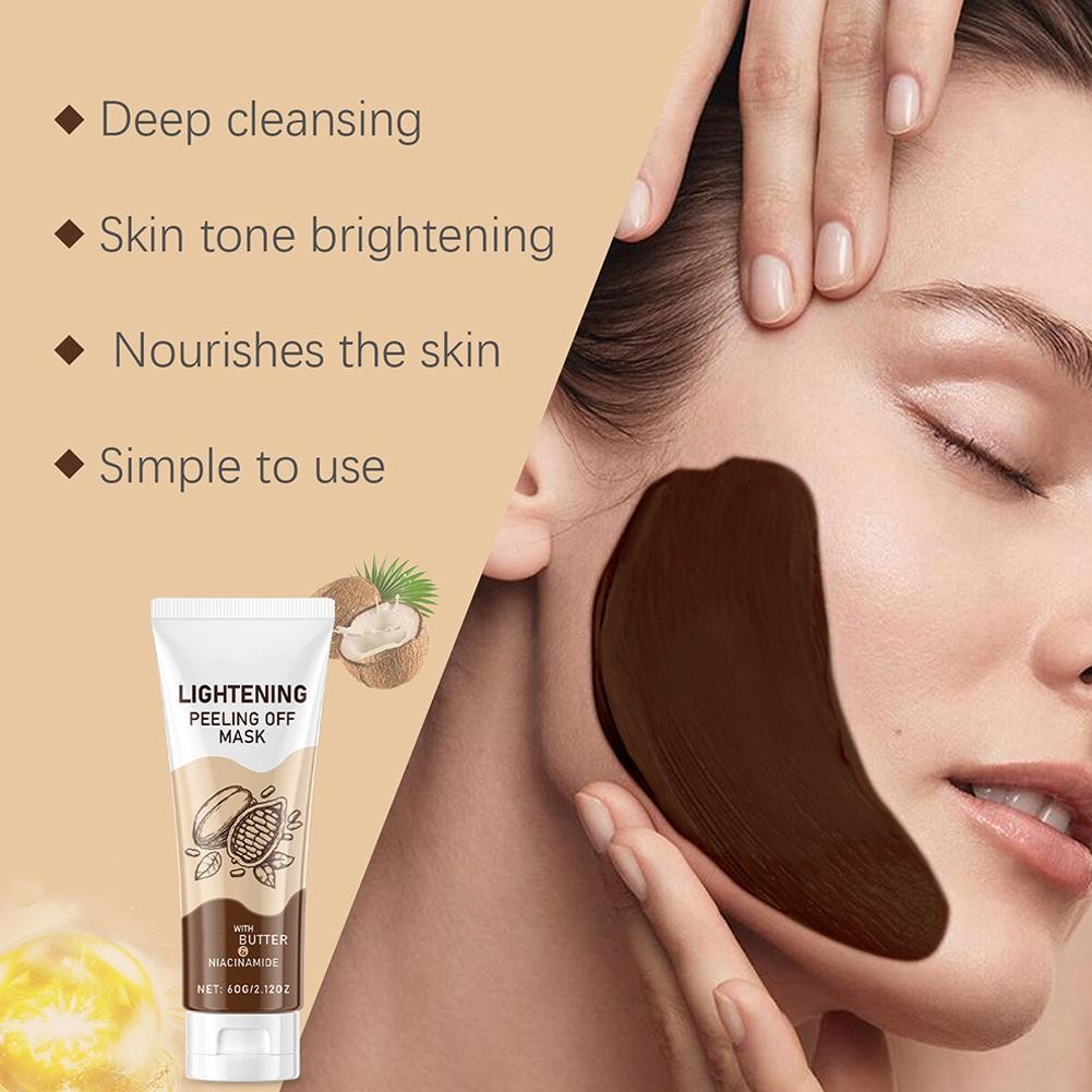 Mặt nạ lột Niacinamide màu sô cô la Dưỡng ẩm Nuôi dưỡng tông màu làm sạch làm sáng da E9w8