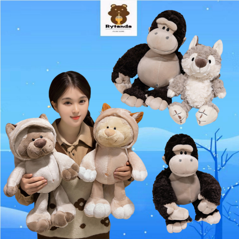 Kawaii Mèo Gorilla Xám Sói Sang Trọng Búp Bê Động Vật Vui Vẻ Sang Trọng Đồ Chơi Dễ Thương King Kong Động Vật Đồ Chơi Nhồi Bông Trang Trí Nhà Búp Bê Mềm Mại Cho Bé Đồ Chơi Làm Dịu Trẻ Em Quà Tặng Sinh Nhật Quà Tặng Giáng Sinh COD